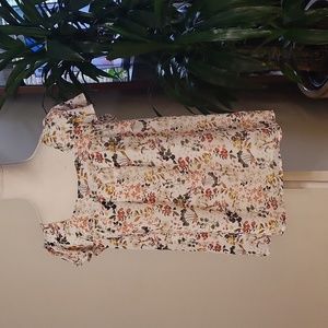 Allegra K Flowy Floral Blouse Lined Cap Sleeves